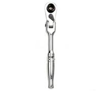 Outil multifonction 2 en 1 avec tête flexible et fonction réversible, clé à cliquet 6,35 mm avec mouvement oscillant à 5 degrés (argent)