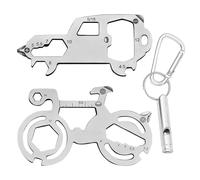 Outil multifonction 2 pièces pour vélo, voiture avec mousqueton de sauvetage en 1 pièce, clé multifonction, petit tournevis multifonction, décapsuleur, outil multifonction 10 en 1.