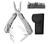 Outil multifonction 25 en 1 en acier inoxydable pliable, pince multifonctionnelle, outil polyvalent, accessoires de camping parfaits, ouvre-bouteille et mousqueton, avec 11 embouts de tournevis et sac