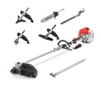 GREENCUT GM650X-6 - Débroussailleuse Multifonction 6 en 1, Moteur à Essence 65cc 4,9hp 2 Temps, 6 Accessoires Interchangeables, Fonction Débroussailleuse, Taille-Haie et Élagueuse pour Jardin