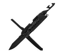 Outil multifonction Badger Outdoor Bolt 23 en 1, acier inoxydable, lame, ouvre, tournevis, silex, sifflet d'alarme, revêtement en nylon renforcé de fibre de verre, étui, survie, camping, EDC