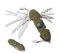 Outil multifonction de camping - Décapsuleur multifonction 10 en 1 avec cutter - Pour l'extérieur, la chasse, la pêche, la randonnée, la réparation de vélo, hommes et femmes