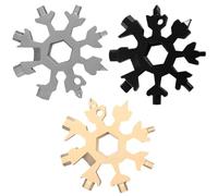 Outil Multifonction Flocon de Neige 18 en 1, 3 pcs, Cadeau Homme, Idee Cadeau Homme, Gadget Insolite Utile, Cadeau Noel Homme Flocon Outil Multifonction Portatif Petit Cadeaux de Noël, noir/argent/or