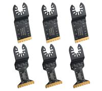 Outil Multifonction Lame de Scie Oscillante Titane, 6pcs Lame Outil Multifonction Accessoires pour Plastique, Bois, Métal, Compatible avec Fein Bosch Dewalt Makita Parkside Black&Decker et Plus
