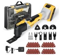 Outil Multifonction Oscillant 20V, ENVENTOR Brushless Outil Multifonction Sans Fil avec 6 Vitesses Variables, 12000-19500RPM, Chargeur, 28 Accessoires, Angle Oscillant 4°, Pour Racler, Couper, Polir