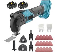 Outil multifonction oscillant sans fil sans balai 18V Li - ion 22 pièces Kit auxiliaire lame de ponçage / coupe avec batterie 2x5.5ah - Chargeur non inclus - Compatible avec la Makita