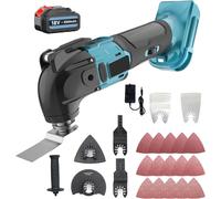 Outil multifonction oscillant sans fil sans balai 18V Li - ion 22 pièces Kit auxiliaire lame de ponçage / coupe avec batterie 1x5500 Mah et chargeur - Compatible avec la Makita