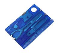 Outil multifonction portable 12 en 1 pour carte de crédit, équipement de survie en plein air, équipement EDC, loupe de lumière LED pour l'extérieur (bleu)