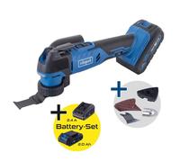 Outil multifonction sans fil C-MT40-X - pour scier, couper, racler, poncer - SCHEPPACH 20V IXES - Batterie 2Ah + chargeur 2.4A