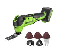 Outil multifonction sans fil Greenworks 24 V, 8 vitesses variables, jusqu'à 18 000 OPM, éclairage LED, accessoires inclus, sans batterie 24 V ni chargeur MT332