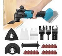 Outil Multifonction sans fil, Multitool électrique sans balais, compatible avec Makita 18V batterie, 8500-21000RPM, 6 vitesses, 21 accessoires et poignées, pour scier, couper, poncer (sans batterie)
