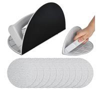 Outil multifonctionnel à bande abrasive semi-circulaire, Smerigliatrice angulaire pour mur sec avec 10 feuilles abrasives, Kit de sableuses à main auto-adhésives, Conception à angle droit de 90°