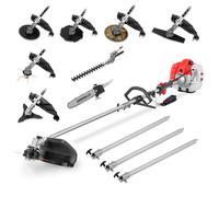 GREENCUT GM650X-9 - Débroussailleuse Multifonctionnel 9 en 1, Moteur Essence 65cc 4,9hp 2 Temps, 9 Accessoires, Fonctions débroussailleuse + élagueuse + Taille-haie