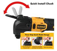 Outil oscillant multi-usages sans balais DEWALT rechargeable avec changement rapide de lame pour le ponçage, la découpe, le meulage et les travaux de découpe WYB No Battery