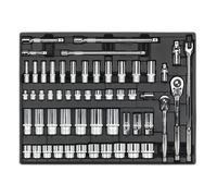 Outil Plateau Avec Douille Set 55pc 1cm & 1.3cmSq Lecteur TBT31 Sealey Neuf