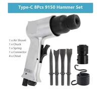 Outil pneumatique, marteau à Air, pistolet main, pelles gaz, petit dissolvant de rouille, coupe, perçage, outils ciseau 3/4/7/8 pièces pour le rivetage par écaillage(Type-C 8Pcs 9150 Set)