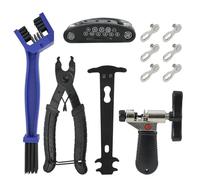 Outil pour Chaîne de Vélo, Ensemble d'outils de Chaîne de Vélo, Pince Chaine Velo, Dérive-chaîne, Jauge de Chaîne, 9 Pcs Kit d'outils de Réparation de Chaîne pour Vélos à 6-11 Vitesses