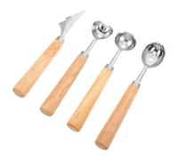 Outil pour Cuillère à Melon en Acier Inoxydable avec Manche Bois | Pastèque et Cantaloup, Usage Maison et Décoration Dessert, Bord Sûr, Rangement Compact