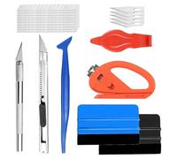 Outil pour Film Auto Set 9 Pièces, Kit de Films de Voiture Teinté, Outil de Teinture Voiture avec Spatule en Feutre/Spatule en Plastique/Racle à Film/Cutter/Couteau de Précision/Lames