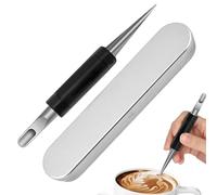 Outil Pour Latte Art - Stylo Double Embout En Acier Inoxydable Avec Manche En Bois,Outils Pour Café Latte | Pour Maison Cuisine Bureau Café Boutique Boulangerie Restaurant Fête Anniversaire