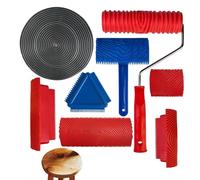 Outil pour peindre les veines de bois : rouleaux en caoutchouc souple de 35 x 18 cm, jeu de texture de 8 pièces, rouleau à veines flexible, design de motif clair | Peinture effet bois sols