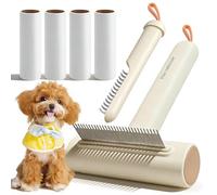 Outil Trois en Un pour Le Toilettage Des Animaux Avec Dents Longues et Courtes Brosse Chat Peigne Démêlant Rouleau Poils Animaux 4 Rouleaux Recharge de 160 Pièces pour Les Poils de Chien et Chat