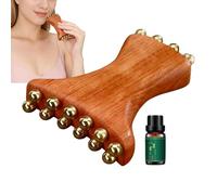 OutilGua Sha pour le visage| Outilde beauté en bois de cuivre pour masseur de visage| Gua Sha pour le visageen bois et perlesde laiton - pour la maison, le travail, lesvoyages, lessoirées, les