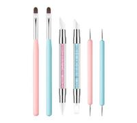 Outils À Ongles - 6 Morceaux D'ensemble De Ongles En Silicone Avec Doubles Pics | 41G Brosse De Manucure En Nylon Acrylique | Dessin | Doublure Détaillée Pour Les Débutants De Gel UV Salon