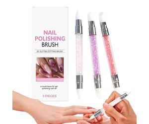 Outils à Ongles en Silicone - 3 Pièces Stylo à Dessin Double Face - Outils de Sculpture d'Ongles, pour Soins des Ongles Salon Usage Domestique et Soins Personnels