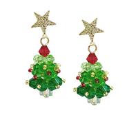 Outils Colle Moules Piercings Bijoux Beaded Green Christmas Tree Dangle Earrings Cute Bow Xmas Tree Earrings Jewelry For Festival New Year Piercings Taille Bijoux (Mint Green, One Size)