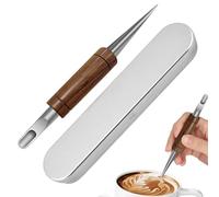 Outils D'Art Latte,Double Embout En Acier Inoxydable Avec Manche Bois | Outils Pour Café Latte,Amateurs De Café Préparation Maison Boutique Cuisine Boulangerie Restaurant Bureau Fête