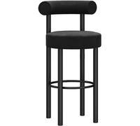Outils de barre de siège en velours avec repose-pieds pour comptoir de cuisine d'île de cuisine - Chaises de bar à hauteur pour comptoir de petit-déjeuner et bar de pub - Noir - 65 cm