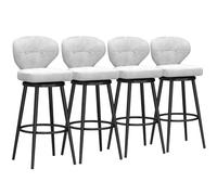 Outils de barre pivotante en velours de luxe avec repose-pieds en métal Ensemble de 4 chaises de cuisine modernes à dos blanc 75 cm Parfait pour les bars et les pubs à la maison