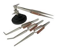 Outils de bijouterie 3ème Main Base Étau réglable 4 Pince à épiler à souder Craft Pince à épiler en fibre Argent, Brun Classic