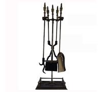 Outils de Cheminée 5 PCS Outils Serviteur de cheminée en fer forgé Cheminée Accessoires Outils Porte avec poignées Outils for l'intérieur Décor Cheminée d'extérieur Outil moderne Fire Pit Poker tenail