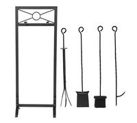 Outils de cheminée Ensemble d'outils de cheminée Kit d'outils avec Base Brosse Pelle Pinces Tisonnier Accessoires de Foyer Décoration de cheminée
