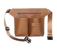 Outils de coiffure poche， Sac banane et sac à bandoulière en cuir tendance, sac de barbier électrique(Khaki)