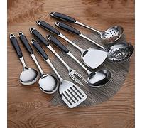 Outils de cuisine Ustensiles de cuisine Manche en bois Spatule en acier inoxydable Cuillère à soupe Pelle Épaissie Anti-brûlure Cuillère à riz Pelle à frire Ensemble d'ustensiles de cuisine