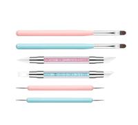 Outils De Design D'Ongles - 6 Pièces Outils À Points En Silicone Et Brosse Pour Ongles - Kit De Manucure À Double Pointe Pour Détails Sculpture Gel Pinceau Liner Pour Dessin Gravure Salon