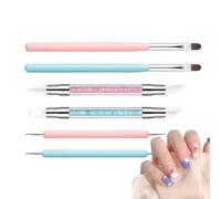 Outils De Design D'Ongles, 6 Pièces Outils À Points En Silicone Et Brosse Pour Ongles, Pinceau Liner De Détail Pour Manucure À Domicile Et En Voyage