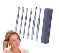 Outils de dissolvant de la d'oreille - Pick de sélection d'oreille en acier inoxydable 6x avec boîte de rangement, nettoyant en sûr pour les adultes et les, kit d'hygiène indolore
