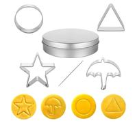 Outils de fabrication de bonbons coréens Challenge Squid Cookies Games - En acier inoxydable - Moules à biscuits - Parapluie - Triangle - Étoile - Moules ronds pour les fêtes de Noël