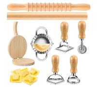 Outils de fabrication de pâtes en bois, kit de fabrication de boulettes, ensemble de spaghettis multi-usages avec accents métalliques, compact idéal pour les wontons, desserts, gâteaux,