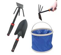Outils de Jardin 3 pièces/Ensemble râteau à palourdes Double Face avec Pelle et Seau d'eau Pliable de 9 L pour la pêche aux palourdes et au Surf Outils Jardin râteau à Outil Main houe