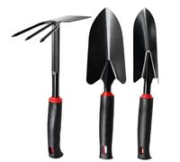 Outils de Jardinage 3 pièces avec poignée antidérapante - Kit Professionnel en Acier Inoxydable pour Plantation, Excavation et zonage (Pelle, transplantateur, houe Double)