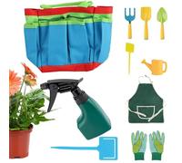 Outils de jardinage pour - Petit tablier - Kit de jardin pour avec outils - Convient également pour les filles - Pour l'été, l'extérieur, terrasse, pelouse, cour, plage, bac à sable