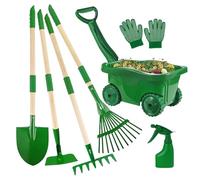 Outils de jardinage pour | Set de jeu de jardin avec râteau, pelle, binette, râteau à feuilles, brouette, gants et vaporisateur | Jouets d'extérieur destinés aux ,pour le jardin, la plage, Pâques, ann
