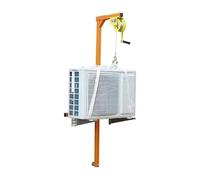 Outils de levage portables pour climatiseurs, avec support et treuil manuel pour une installation facile de l'unité extérieure ; conception robuste et compacte pour une utilisation efficace.