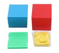 Outils de manipulation mathématiques en plastique, quatre blocs de base de dix couleurs, blocs de valeur de position, outils d'apprentissage manipulateurs mathématiques, cubes de