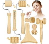 Outils de massage facial de thérapie par le bois - Ensemble de 7 pièces - Kit de massage facial en bois Gua Sha pour le lifting du visage, le drainage lymphatique, les soins de la peau - par Cozlow